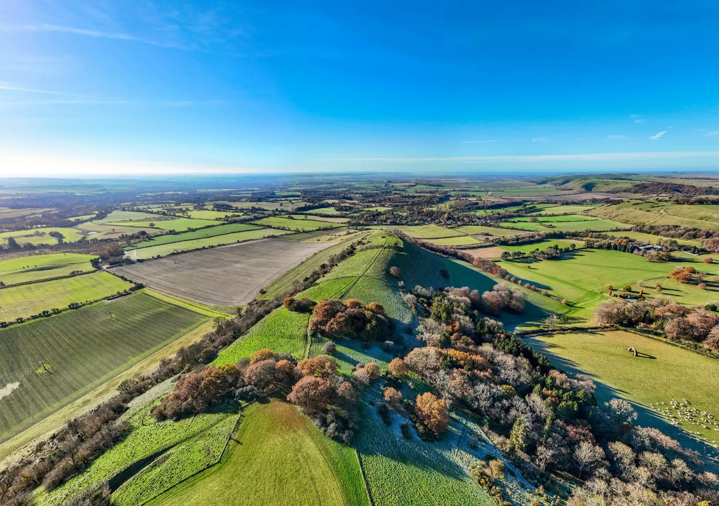 Aerial view over Martinsell Hill and the Vale of Pewsey, Wiltshire